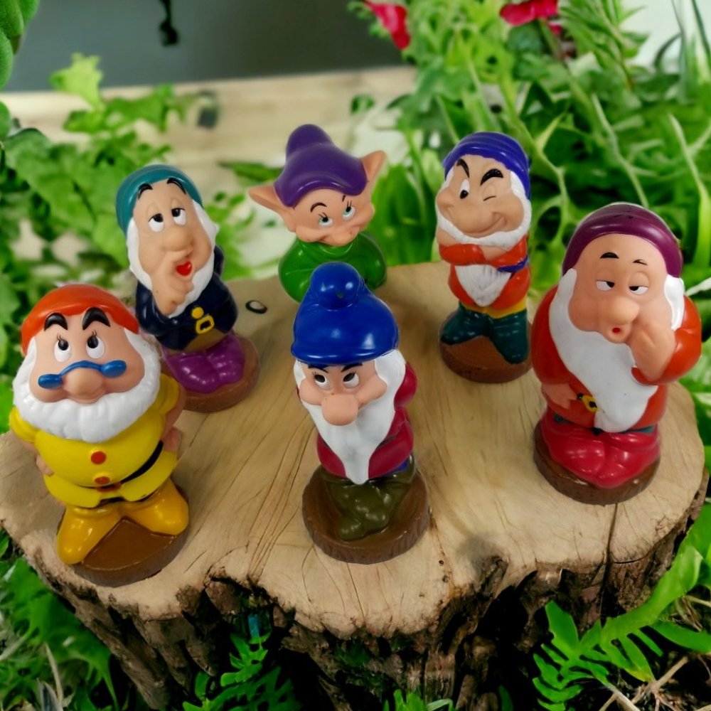 Disney's Seven Dwarfs Toys (6) Soft Rubber Squeaky From Disney's Snow White Prod